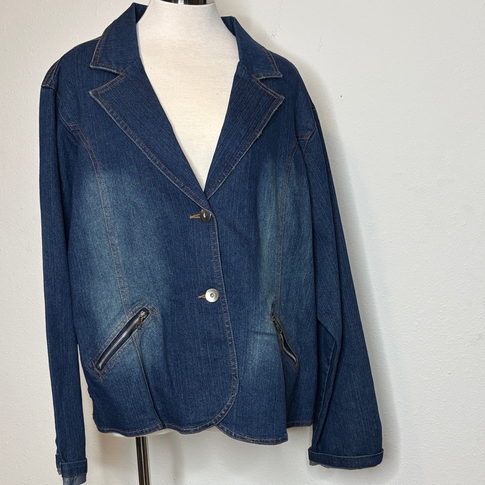 Outer Edge size 3X Dark Blue blazer style Jean Jacket
